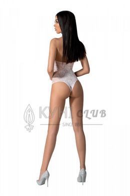 Бодістокінг з імітацією корсетної шнурівки Passion BS094 One Size, white, квітковий візерунок, з дос 106942 фото