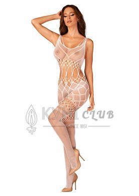 Сітчастий бодістокінг з імітацією топа та шортів Obsessive Bodystocking G330 XL/XXL, white, з доступ 105673 фото