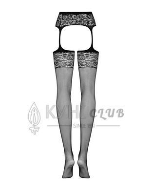 Сетчатые чулки-стокинги с имитацией гартеров Obsessive Garter stockings S500 S/M/L, черные, с доступ 105257 фото