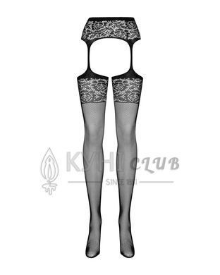 Сетчатые чулки-стокинги с имитацией гартеров Obsessive Garter stockings S500 S/M/L, черные, с доступ 105257 фото