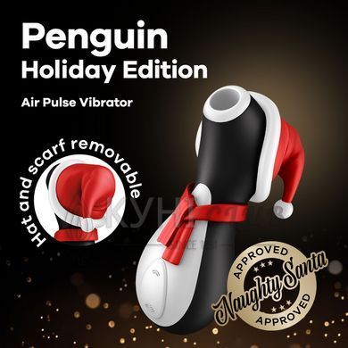 Вакуумний кліторальний стимулятор Satisfyer Penguin Holiday Edition, у шапочці та шарфі 106613 фото