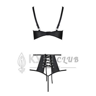 Комплект білизни Passion TASMINA SET L/XL black, ліф, високі трусики з корсетом ззаду 106360 фото