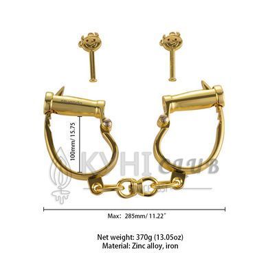 Наручники LOCKINK Love-slave Handcuffs, золотисті, металеві, у формі стремен 110056 фото