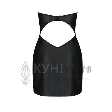 Мини-платье из экокожи Celine Chemise black L/XL &mdash; Passion: шнуровка, трусики в комплекте 104368 фото