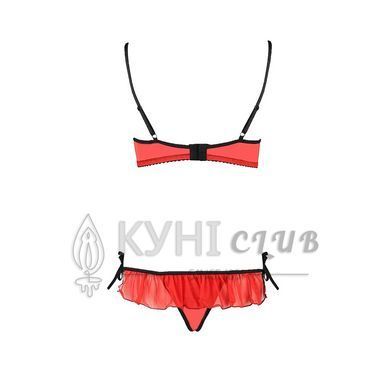 Комплект белья CHERRY SET OpenBra red S/M - Passion Exclusive: открытый лиф, трусики-юбочка 109093 фото