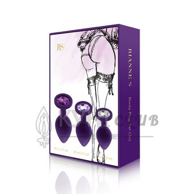 Набір анальних пробок із кристалом Rianne S: Booty Plug Set Purple, діаметр 2,7см, 3,5см, 4,1см 108650 фото