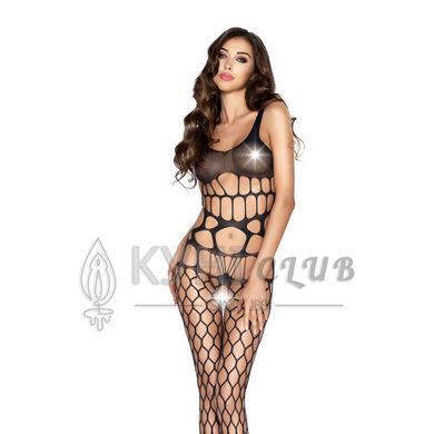 Бодістокінг Passion BS032 black, комбінезон, топ і велика сітка 101493 фото