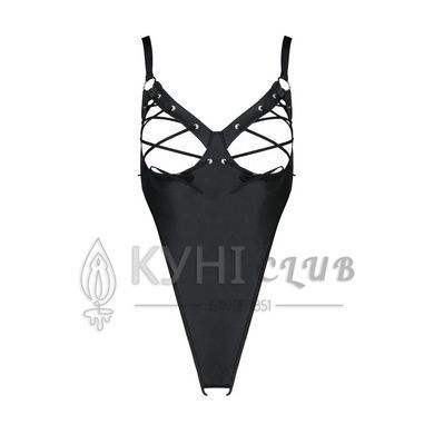 Боді з екошкіри Passion CELINE BODY 6XL/7XL black, з доступом, відкритий 104971 фото
