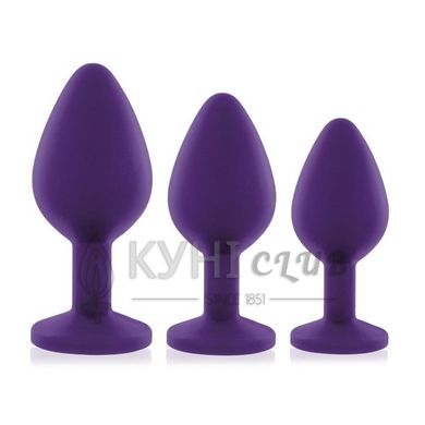 Набір анальних пробок із кристалом Rianne S: Booty Plug Set Purple, діаметр 2,7см, 3,5см, 4,1см 108650 фото