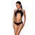 Боді з відкритим доступом Passion TASMINA BODY S/M, black, екошкіра, шнурівки, ажурні мережива 105031 фото