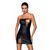Мини-платье из экокожи Celine Chemise black L/XL &mdash; Passion: шнуровка, трусики в комплекте 104368 фото