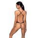 Боді з відкритим доступом Passion TASMINA BODY S/M, black, екошкіра, шнурівки, ажурні мережива 105031 фото 2