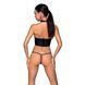 Комплект білизни з відкритими грудьми Passion GENEVIA SET WITH OPEN BRA S/M black, корсет, стрінги 106310 фото 2