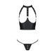 Комплект білизни з відкритими грудьми Passion GENEVIA SET WITH OPEN BRA S/M black, корсет, стрінги 106310 фото 3
