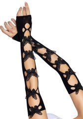 Мітенки Leg Avenue Butterfly applique arm warmers Black, метелики 106563 фото