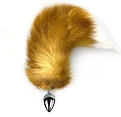 Металева анальна пробка з хвостом із натурального хутра Art of Sex size M Red fox 104165 фото