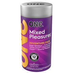 Презервативи ONE Mixed Pleasures, 12 шт, 6 видів, подарункове паковання-тубус 109840 фото