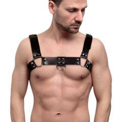 Чоловіча портупея на груди з натуральної шкіри Feral Feelings - Bulldog Harness Black 107428 фото