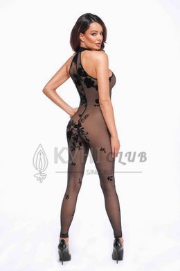 Бодістокінг Noir Handmade F315 Ego, 3XL, black, прозорий, верх халтер, блискавка на все тіло 108330 фото