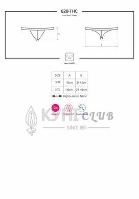 Кружевные танга с доступом Obsessive 828-THC-1 crotchless thong L/XL, черные 105158 фото