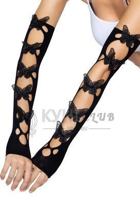 Мітенки Leg Avenue Butterfly applique arm warmers Black, метелики 106563 фото