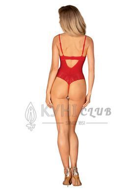 Боді з доступом Obsessive Ingridia crotchless teddy M/L, червоне, відкриті груди 107047 фото