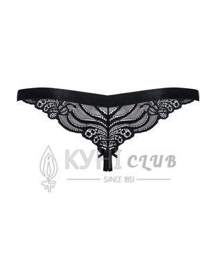 Кружевные танга с доступом Obsessive 828-THC-1 crotchless thong L/XL, черные 105158 фото
