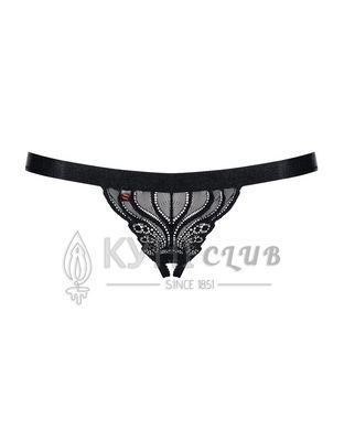 Кружевные танга с доступом Obsessive 828-THC-1 crotchless thong L/XL, черные 105158 фото