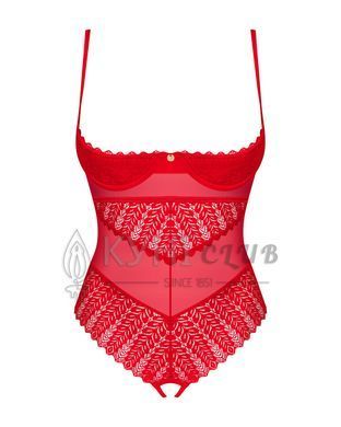 Боді з доступом Obsessive Ingridia crotchless teddy M/L, червоне, відкриті груди 107047 фото