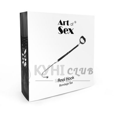 Анальный крюк с ошейником из натуральной кожи Art of Sex - Anal hook, Черный 105120 фото