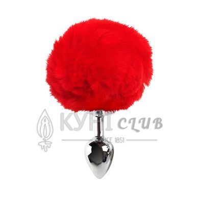 Металева анальна пробка М Art of Sex - Metal Butt plug Rabbit Tail Red, діаметр 3,4 см 104926 фото