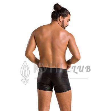 Чоловічі шкіряні боксери з блискавками Passion 049 SHORT MATT S/M Black 105596 фото