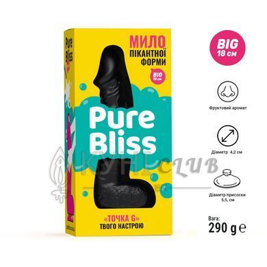 Мило у формі пеніса Pure Bliss BIG Black, крафтове мило-член, натуральне 104434 фото