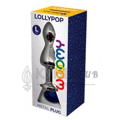 Металева анальна пробка Wooomy Lollypop Double Ball Metal Plug Blue L діаметр 3,5 см, довжина 10,5см 105403 фото