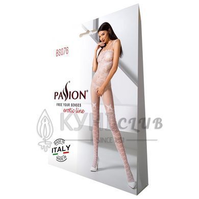 Ажурний бодістокінг з інтимними вирізами Passion BS076 white 102147 фото