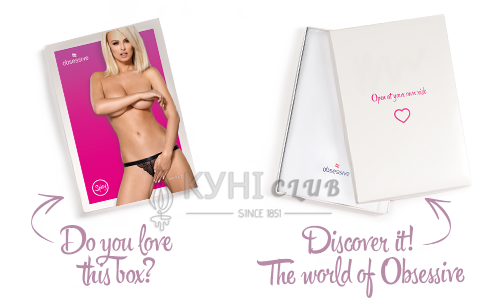 Кружевные танга с доступом Obsessive 828-THC-1 crotchless thong L/XL, черные 105158 фото