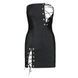 Мини-платье из экокожи Passion CELINE CHEMISE 6XL/7XL, black, шнуровка, трусики в комплекте 104973 фото 3