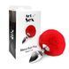 Металева анальна пробка М Art of Sex - Metal Butt plug Rabbit Tail Red, діаметр 3,4 см 104926 фото 3