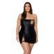 Мини-платье из экокожи Passion CELINE CHEMISE 6XL/7XL, black, шнуровка, трусики в комплекте 104973 фото 1