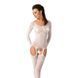 Бодістокінг Passion BS055 white, комбінезон, імітація панчіх і пояса, довгий рукав, закрите плече 109436 фото 1
