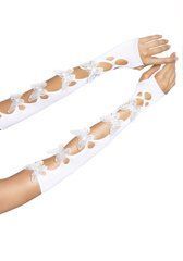 Мітенки Leg Avenue Butterfly applique arm warmers White, метелики 106564 фото