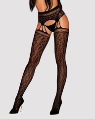 Сітчасті панчохи-стокінги під леопард Obsessive Garter stockings S817 S/M/L, імітація гартерів, з до 105259 фото