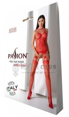 Бодистокинг с множеством бретелей Passion BS095 One Size, red, имитация пояса и чулок, с доступом 106944 фото