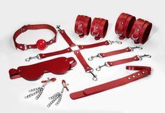 Набір Feral Feelings BDSM Kit 7 Red, наручники, поножі, конектор, маска, падл, кляп, затискачі 106253 фото