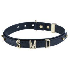 Нашийник LOCKINK Dark DIY Alphabet Collar, чорний, штучна шкіра, букви зі стразами 110059 фото