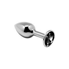 Металева анальна пробка з кристалом Alive Mini Metal Butt Plug Black S 103940 фото