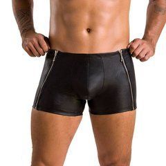 Чоловічі шкіряні боксери з блискавками Passion 049 SHORT MATT XXL/XXXL Black 105597 фото