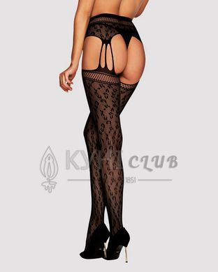 Сітчасті панчохи-стокінги під леопард Obsessive Garter stockings S817 S/M/L, імітація гартерів, з до 105259 фото