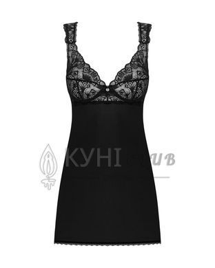 Сорочка бебі-дол з мереживом на грудях Obsessive Donna Dream babydoll XS/S Black, стрінги 106632 фото