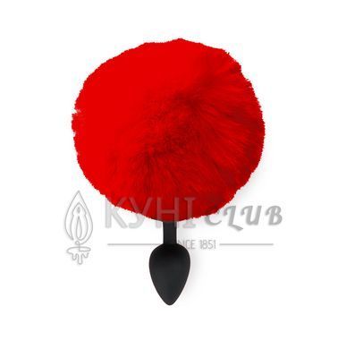Силіконова анальна пробка М Art of Sex - Silicone Butt plug Rabbit Tail Red, діаметр 3,5 см 104927 фото